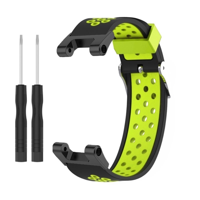 erorex For Amazfit T-Rex / T-Rex Pro / Ares 3-Row Holes Two-Color Silicone Watch Band(Black Green) - Image 3
