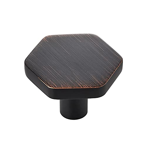 HomeExpert Home Expert Oil Rubbed Bronze Cabinet Knobs 20 Pack Solid Kitchen Cabinet Knobs Hexagon 11 Bronze Knobs for Kitchen Cabinets and Drawers Dresser Knobs - Image 1