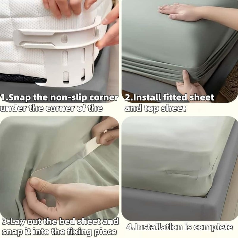 Bed Sheet Holders Anti Slip 4 Pack Bed Sheet Clips Anti Slip Fastener Clips Heavy Duty Fitted Sheet Holder with Corner Straps Fits All Mattress Sizes (Multicolor) - Image 4