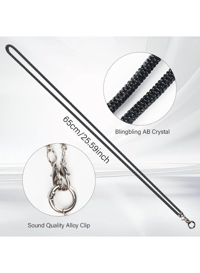 Phone Crossbody Lanyard, Crystal Phone Lanyard with Full Rhinestone Bling Glitter, Bling Phone Strap for Most Phone, iPad, Handbag,Wallet, Phone Neck Holder for Women (Black)  - Image 5