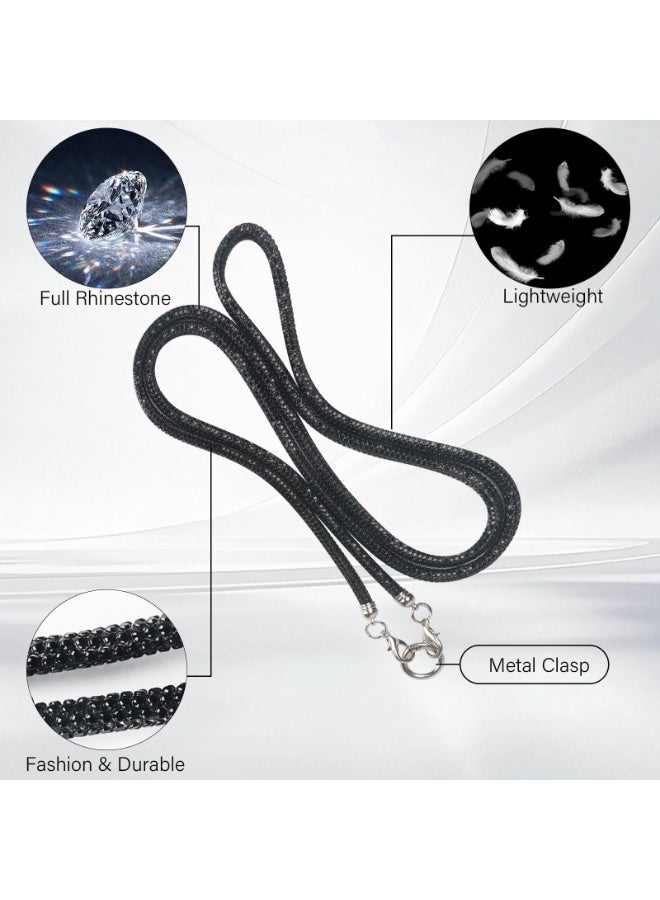 Phone Crossbody Lanyard, Crystal Phone Lanyard with Full Rhinestone Bling Glitter, Bling Phone Strap for Most Phone, iPad, Handbag,Wallet, Phone Neck Holder for Women (Black)  - Image 3