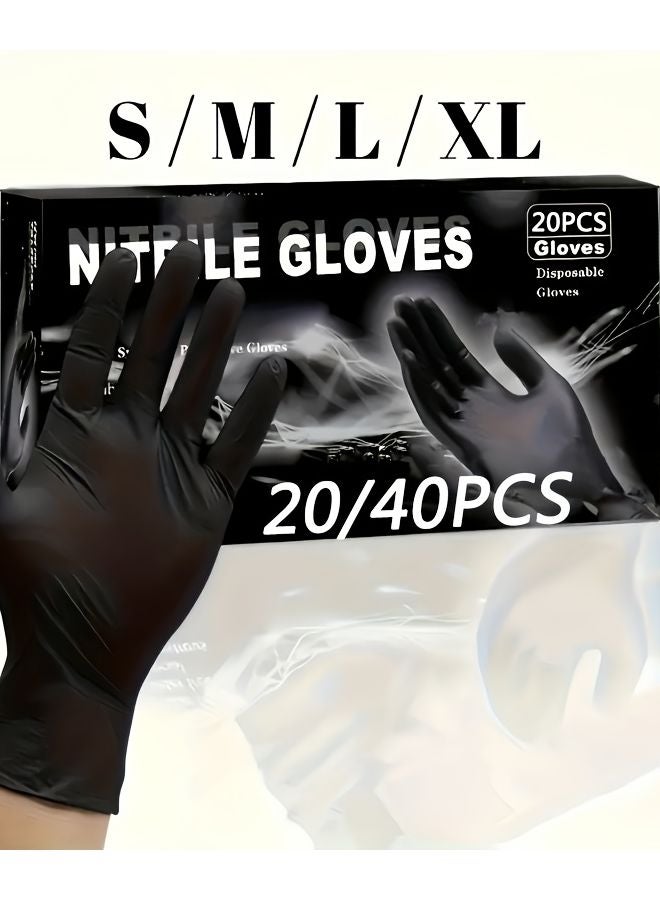 Black Nitrile Gloves Disposable 20 Pcs Large Size For Home Cleaning Hair Dye - Image 2