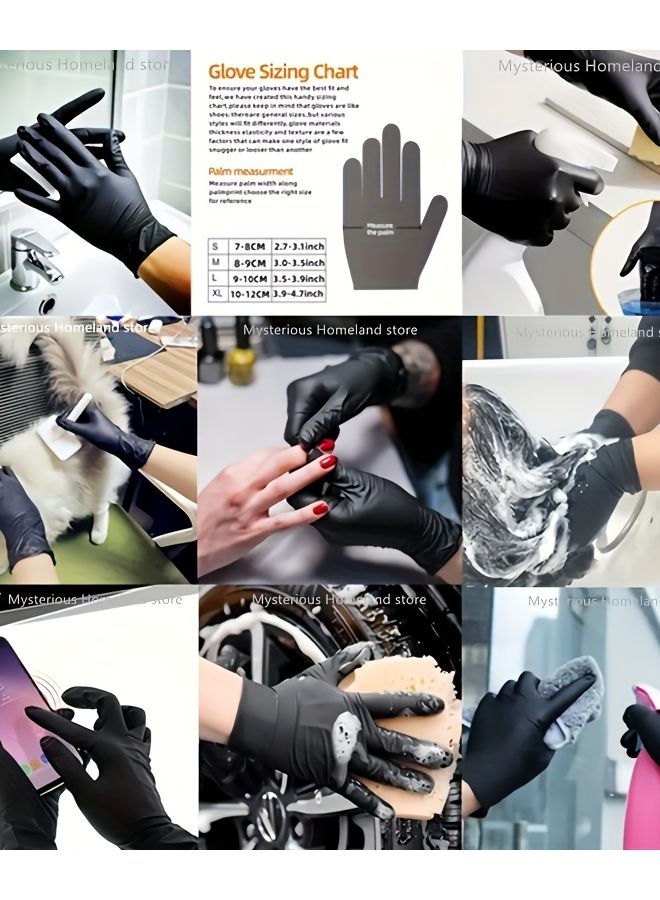 Black Nitrile Gloves Disposable 20 Pcs Large Size For Home Cleaning Hair Dye - Image 3