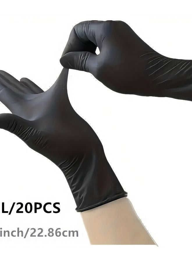 Black Nitrile Gloves Disposable 20 Pcs Large Size For Home Cleaning Hair Dye - Image 1