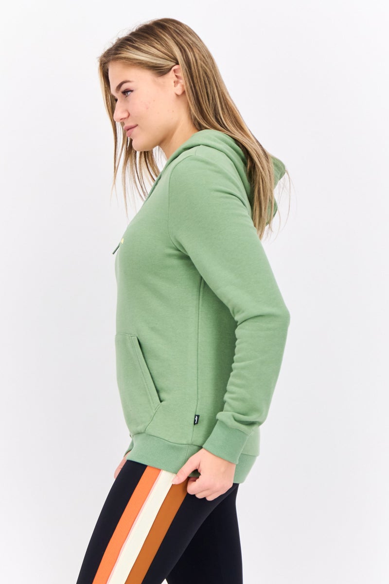 PUMA هودي خارجي للنساء بأكمام طويلة وقصة عادية، أخضر مريمي - Image 2