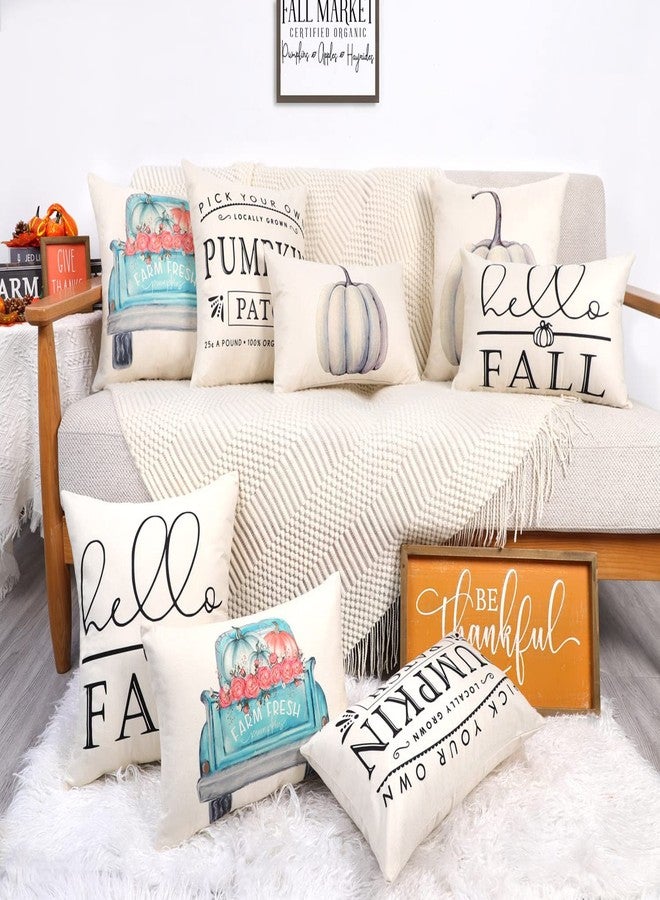4TH Emotion Fall Decor Pillow Covers 18x18 Set of 4 White Pumpkin Farmhouse Decorations Throw Cushion Case for Fall Thanksgiving Home Decorative Pillows - Image 5
