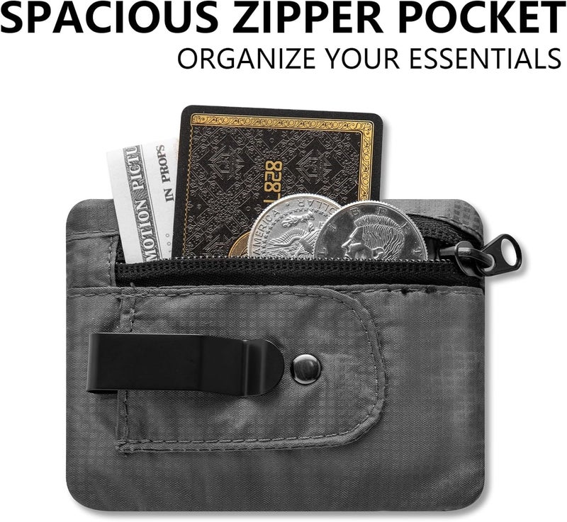 KOSMCCO RFID Blocking Clip Stash Pocket, Compact Hidden Travel Belt Wallet for Cards & Cash - Slim Pickpocket-Proof Design for Everyday Carry, Grey - Image 2