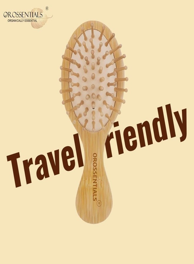 OROSSENTIALS Bamboo Hair Brush with bamboo bristles | Wooden Hair Unisex | Wooden Brush for Hair Small Hairbrush for Women | Paddle Hair Brush Paddle Brush for Women Travel Friendly - Image 2