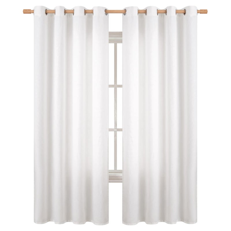 BGment بجلات فو ، ستائر بيضاء نقية نقية 90 بوصة مجموعة طويلة من لوحين غرفة المعيشة الطويلة ستائر طويلة الخيش مرشح سميك تصفية الخفيف الخصوصية جروميت معالجات 52 × 90 بوصة - Image 1