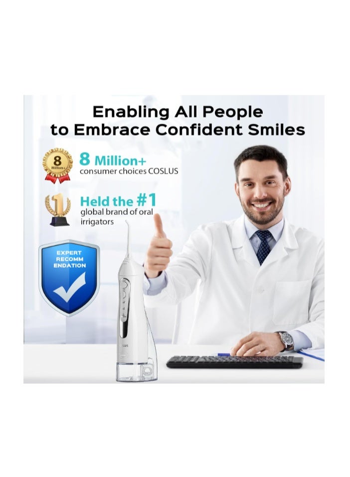 COSLUS Professional C20 Water Flosser For Teeth Braces Gums Care, Cordless Oral Irrigator, Deep Cleaning, Rechargeable, Waterproof, BPA-Free, Portable, Home and Travel - Image 2