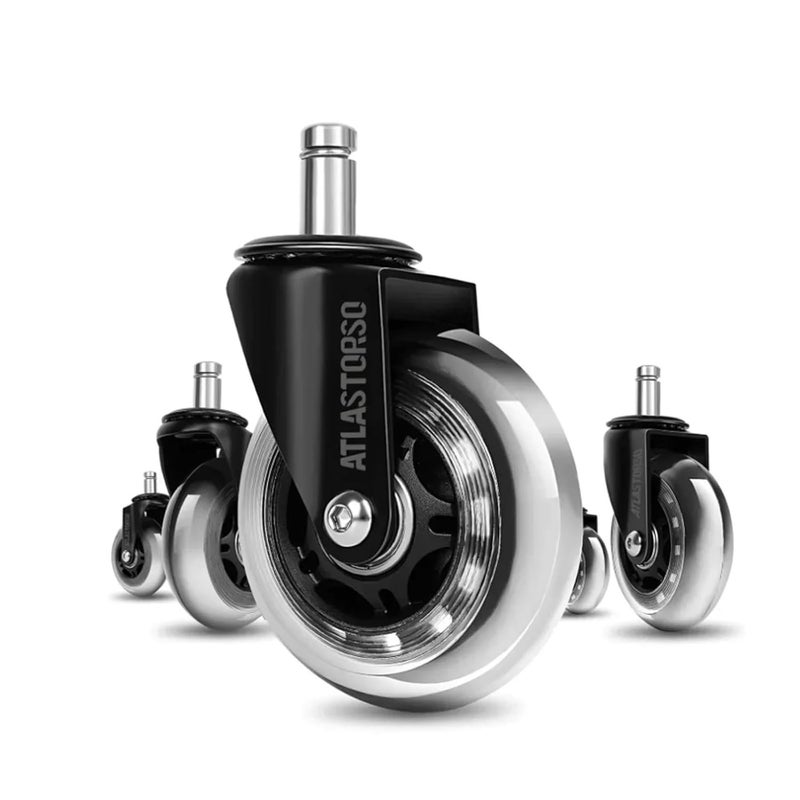 3 Inch Heavy Duty Rubber Caster Wheels 4pcs Replacement For Chair Desk Smooth Safe Rolling - Image 1