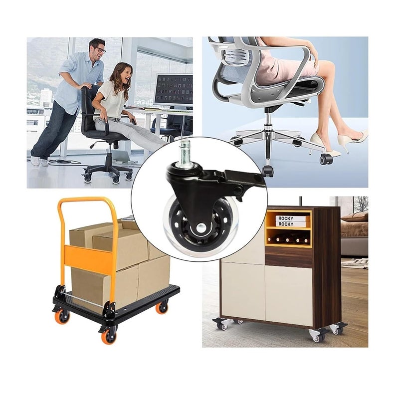 3 Inch Heavy Duty Rubber Caster Wheels 4pcs Replacement For Chair Desk Smooth Safe Rolling - Image 3