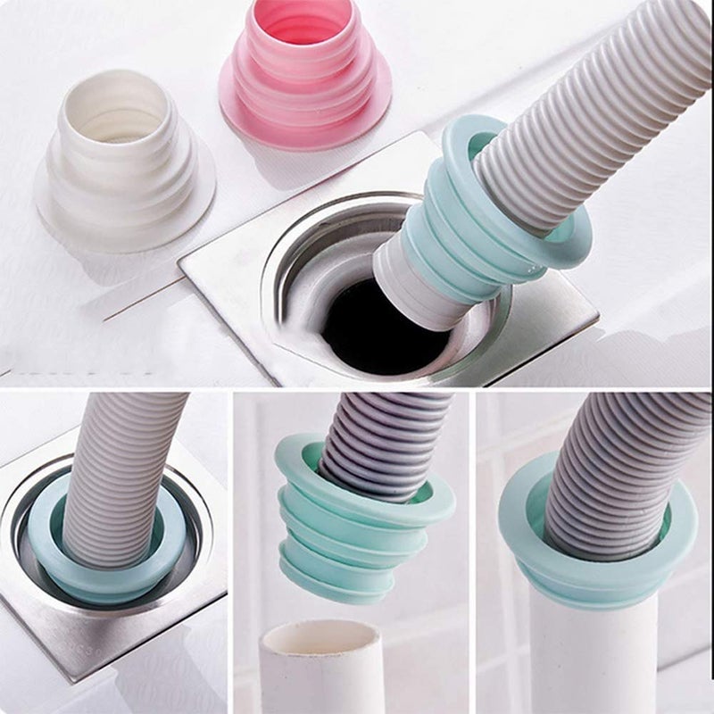 KPNG KPNG 3 Piece Drain Pipe Seal Hose Silicone Plug with 3 Piece 2-in-1 Home Bathroom Kitchen Silicone Sewer Sink Bathtub Wash-Basin Sealer Cover Drainer Water Stopper with Hair Catcher Pack of-6  - Image 2