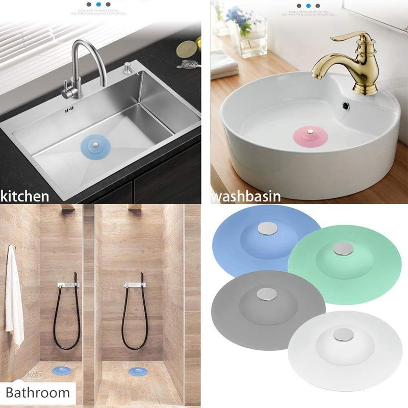 KPNG KPNG 3 Piece Drain Pipe Seal Hose Silicone Plug with 3 Piece 2-in-1 Home Bathroom Kitchen Silicone Sewer Sink Bathtub Wash-Basin Sealer Cover Drainer Water Stopper with Hair Catcher Pack of-6  - Image 3
