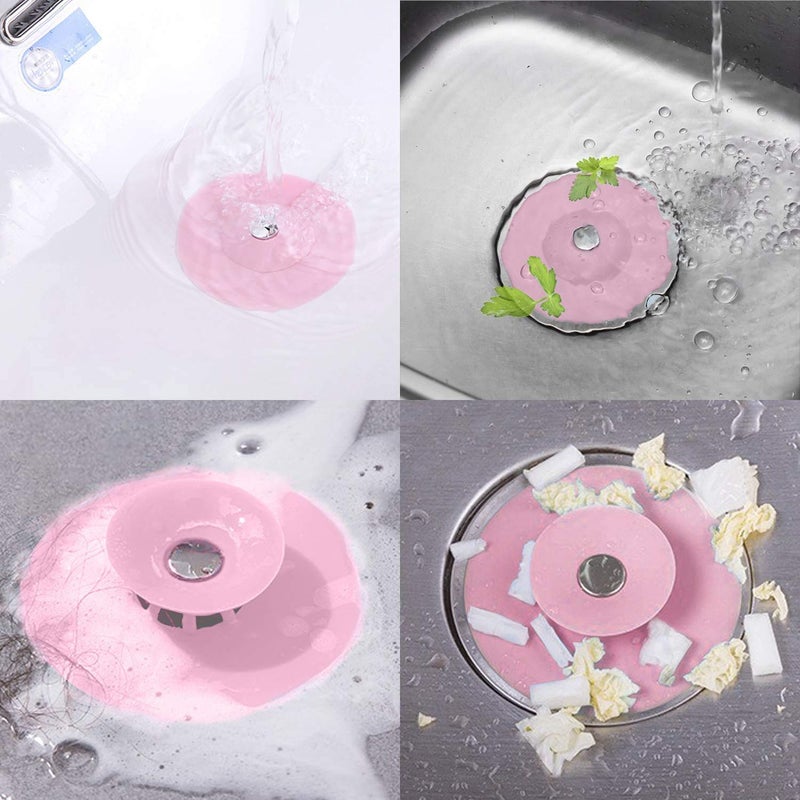 KPNG KPNG 3 Piece Drain Pipe Seal Hose Silicone Plug with 3 Piece 2-in-1 Home Bathroom Kitchen Silicone Sewer Sink Bathtub Wash-Basin Sealer Cover Drainer Water Stopper with Hair Catcher Pack of-6  - Image 5
