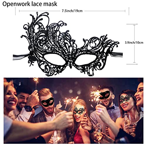 IncreDecor Couple Masquerade Lace Mask Set, Fit for Women and Men Venetian Halloween Masks, Specially for Costume, Mardi Gras (Romantic Couple) - Image 5
