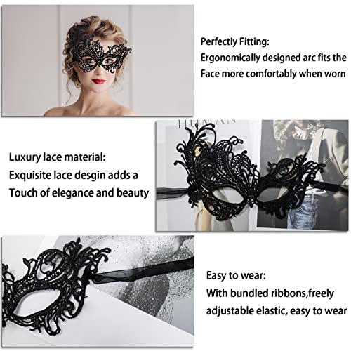 IncreDecor Couple Masquerade Lace Mask Set, Fit for Women and Men Venetian Halloween Masks, Specially for Costume, Mardi Gras (Romantic Couple) - Image 2