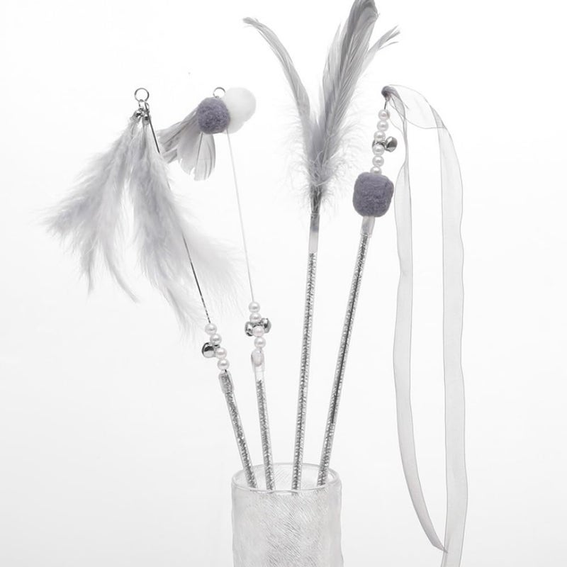 NeoStyle Cat Teaser, Interactive Cat Toys to Promote Bonding, Interactive Cat Toys with Feathers and Bells to Attract Cats' Attention, Interactive Cat Toys for Indoor Cats (pink feathers) - Image 4