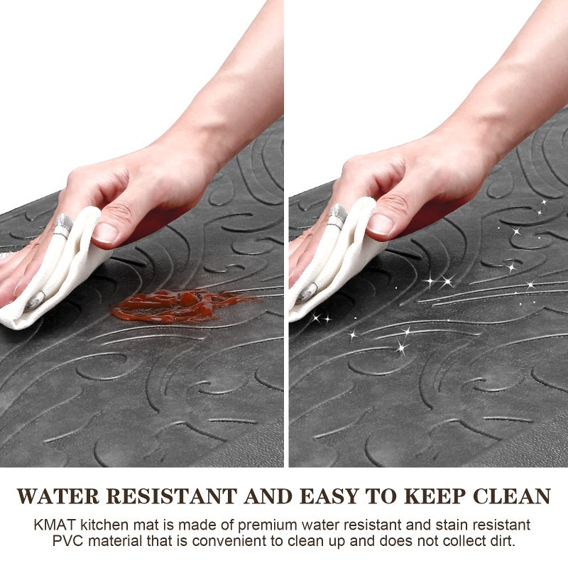 KMAT 2PCS Kitchen Mat Cushioned Anti-Fatigue Floor Mat,Waterproof Non-Slip Standing Mat,Ergonomic Comfort Floor Mat Rug for Home,Office,Sink,Laundry,Desk(17.3"x28"+17.3"x60",Grey) - Image 4