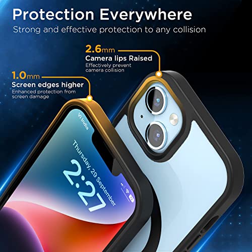 EGOTUDE Ultra-Hybrid Magnetic Basic Case Cover with Built in Magnets Compatible with Mag For iPhone 14 / iPhone 13 (Polycarbonate, Transparent Back) (Black) - Image 3