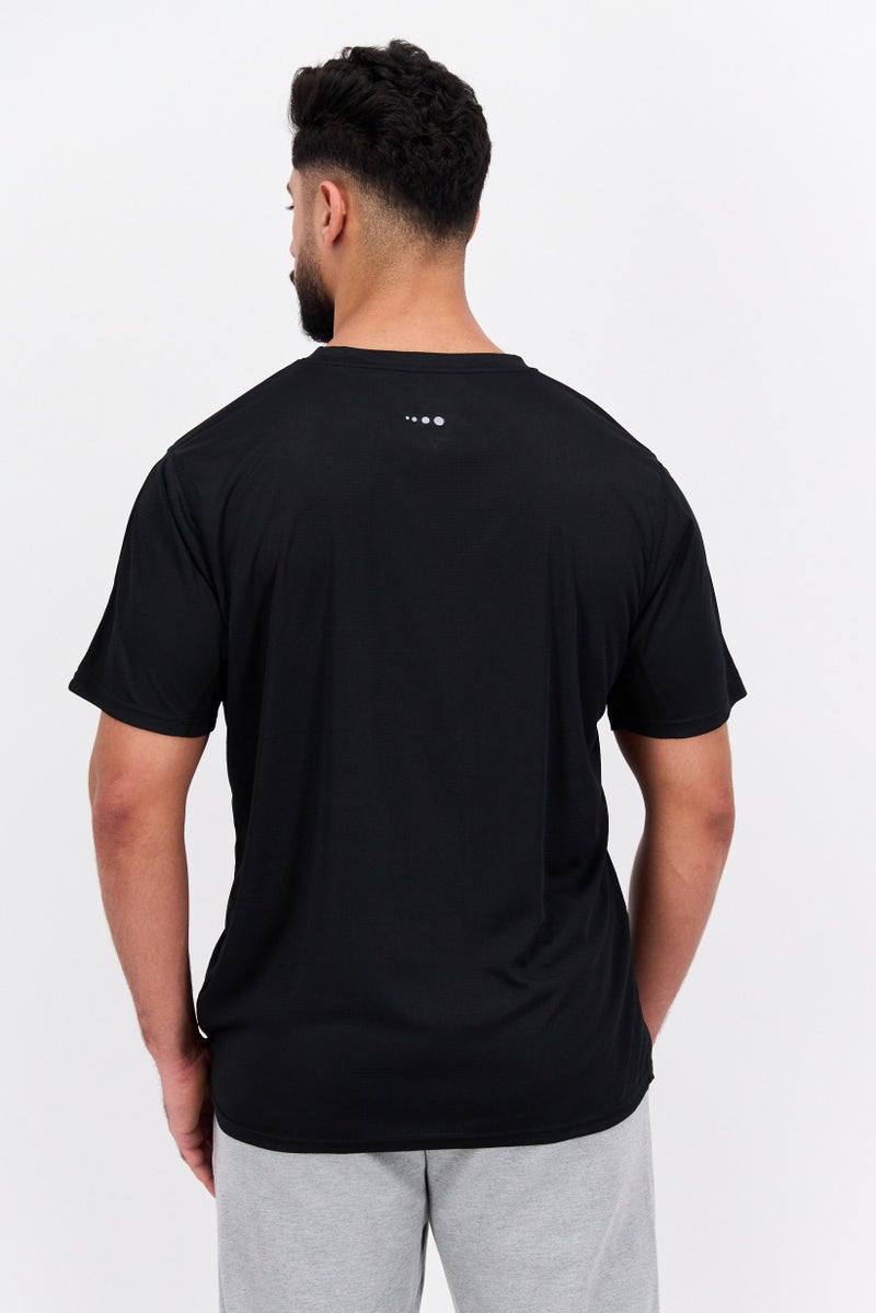 Men Sportwear Fit Short Sleeves Running T-Shirt, Black