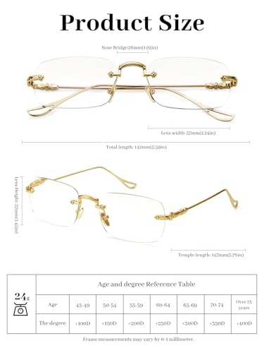 LUFF Rimless Reading Glasses for Men Women | Blue Light Blocking Computer Readers | Ultra Lightweight 0.6oz Frameless Metal Eyeglasses | Anti-Eyestrain, Dryness, Glare | +3.0 - Image 4