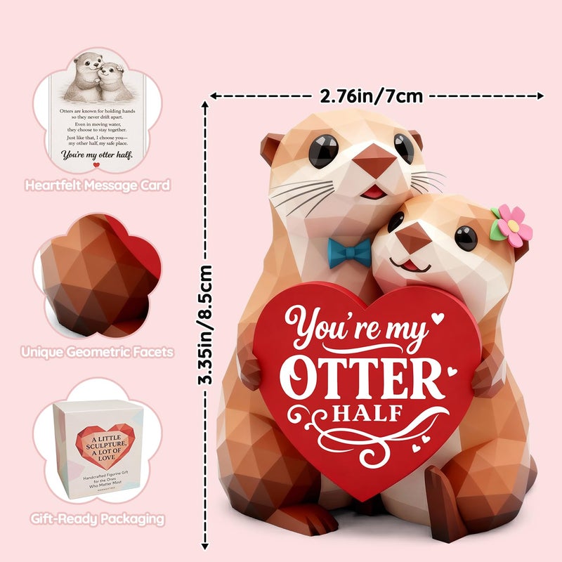MAMAGIFTREE Otter Figurines Valentines Day Gifts for Him Her Boyfriend Girlfriend Romantic I Love You Gift for Wife To My Love Wedding Anniversary Birthday Gift for Women Men Desk Decor Culpture for Shelf - Image 5