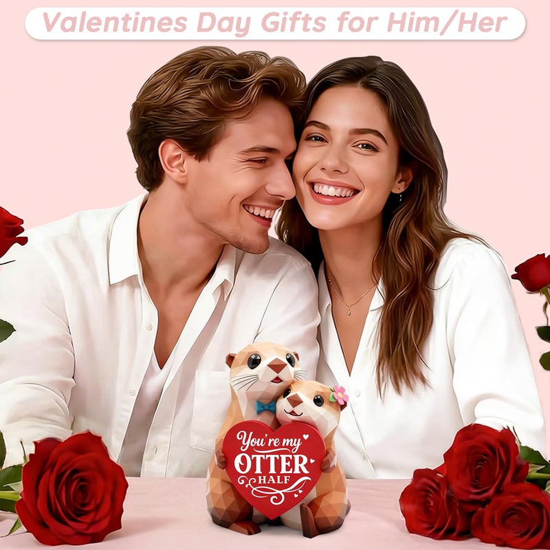 MAMAGIFTREE Otter Figurines Valentines Day Gifts for Him Her Boyfriend Girlfriend Romantic I Love You Gift for Wife To My Love Wedding Anniversary Birthday Gift for Women Men Desk Decor Culpture for Shelf - Image 2