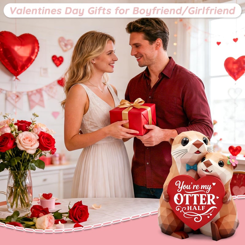 MAMAGIFTREE Otter Figurines Valentines Day Gifts for Him Her Boyfriend Girlfriend Romantic I Love You Gift for Wife To My Love Wedding Anniversary Birthday Gift for Women Men Desk Decor Culpture for Shelf - Image 4