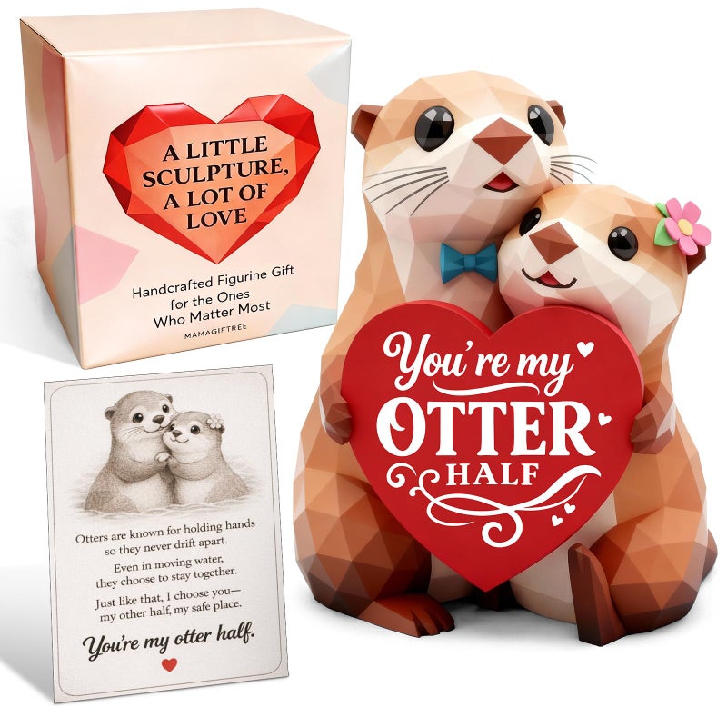 MAMAGIFTREE Otter Figurines Valentines Day Gifts for Him Her Boyfriend Girlfriend Romantic I Love You Gift for Wife To My Love Wedding Anniversary Birthday Gift for Women Men Desk Decor Culpture for Shelf - Image 1