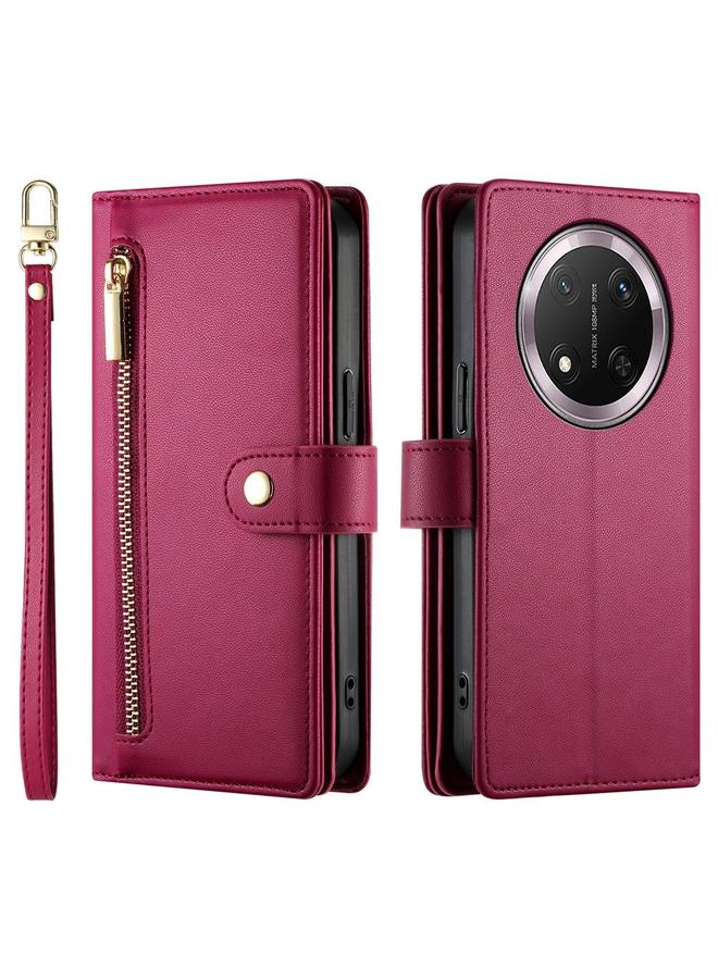 اس-توب جراب هاتف Honor X9c Global / Magic7 Lite Nine Card slot بسحاب ومحفظة جلدية - Image 2