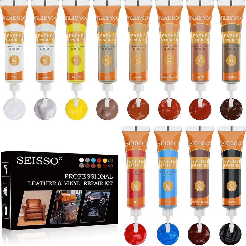 SEISSO 12 Colors Leather Repair Kit for Furniture, Car Seats, and Shoes - Image 1