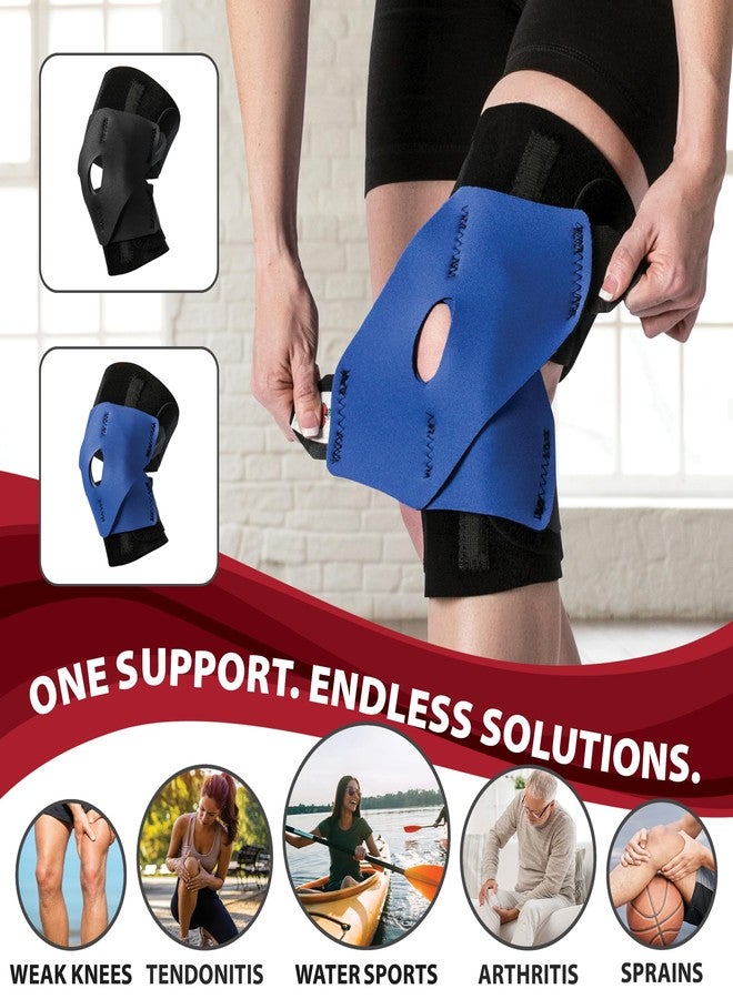 Core Products Performance Wrap Knee Support - Adjustable Knee Wrap Compression Brace with Side Stabilizers, Open Patella Neoprene Knee Brace for Pain Relief, Sports, Running & Water Activities - Regular - Image 2