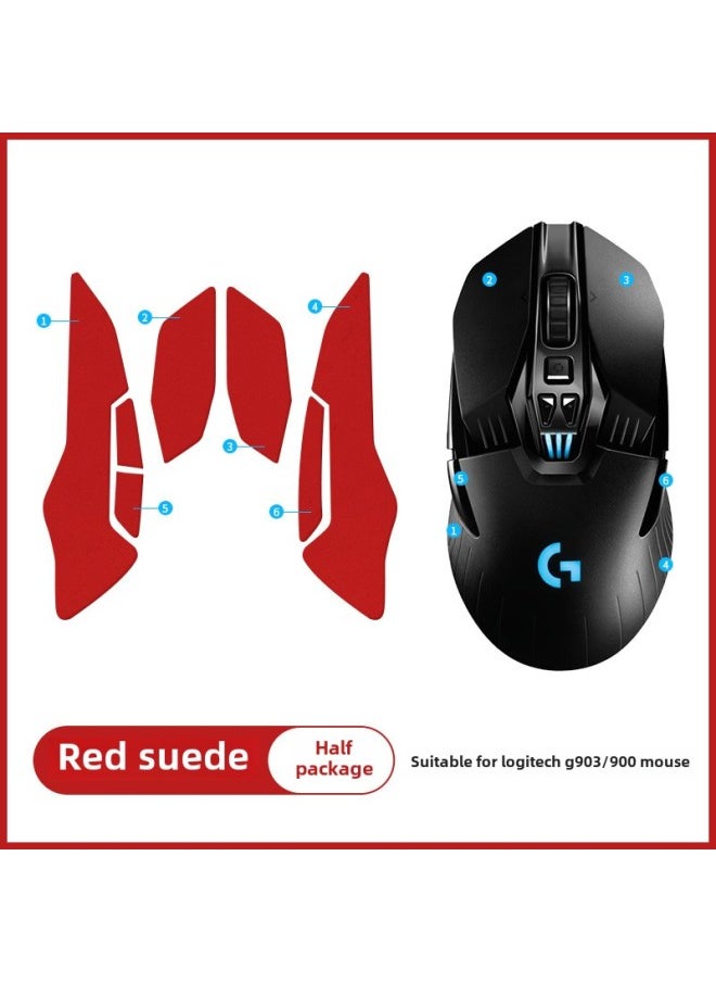 Generic - Mouse Anti-Slip Sticker Logitech G903 Special Side Absorbent Sticker HeroLOL Sticker G900 Film Color Change Full Bag-Color: Red Suede ] - Image 1