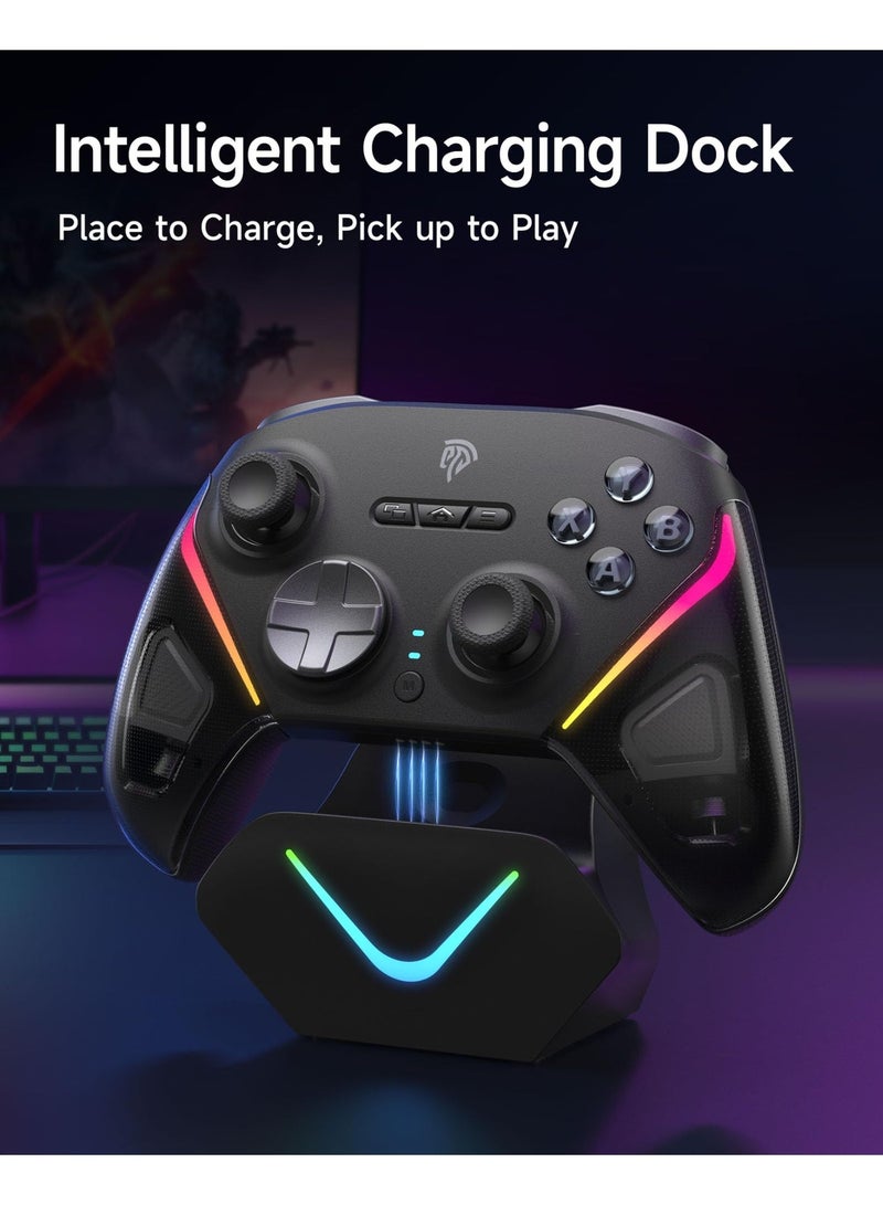 EasySMX D10 Wireless Gaming Controller – Bluetooth Gamepad with TMR Joysticks, Dual-Mode Triggers, Mechanical Buttons, 1000Hz Polling, RGB Lights – for PC, Switch, Android, iOS – with Charging Dock Brand: EasySMX - Image 5