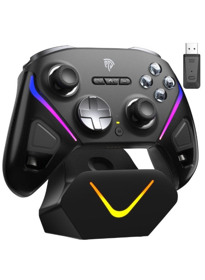 EasySMX D10 Wireless Gaming Controller – Bluetooth Gamepad with TMR Joysticks, Dual-Mode Triggers, Mechanical Buttons, 1000Hz Polling, RGB Lights – for PC, Switch, Android, iOS – with Charging Dock Brand: EasySMX - Image 1