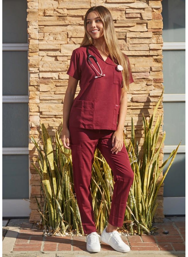 Dagacci Medical Uniform Unisex Women and Men's V-Neck Super Stretch Scrub Set, Navy, XS - Image 5
