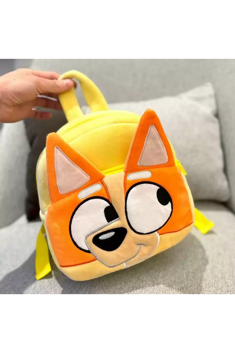 حقيبة ظهر مدرسية برتقالية اللون بتصميم عائلة بلووي الكرتونية، مناسبة لرياض الأطفال، بتصميم كلب بلوبين، لون أزرق كاواي