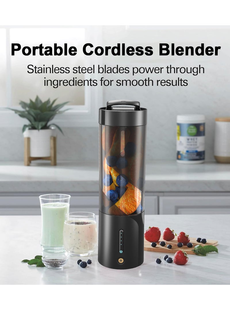 أميناك خلاط محمول، خلاط لاسلكي للشيكات والسموذي مع كوب سعة 16 أونصة وغطاء مانع للتسرب، شفرات فولاذية مقاومة للصدأ لأداء خلط قوي، قابل للشحن مغناطيسيًا، باللون الأسود - Image 4
