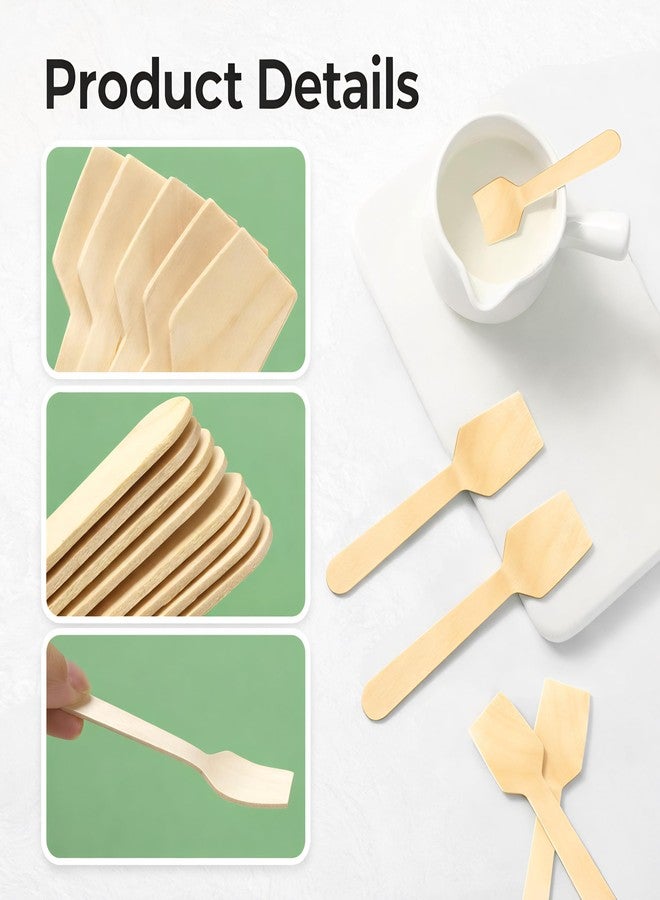 SNKM® - Ice Cream Wooden | Spoon Disposable Mini Wooden Spoons | 3.75" Tasting Spoons Ice Cream Spoon Sampling Spoons | Set of 50 - Image 4