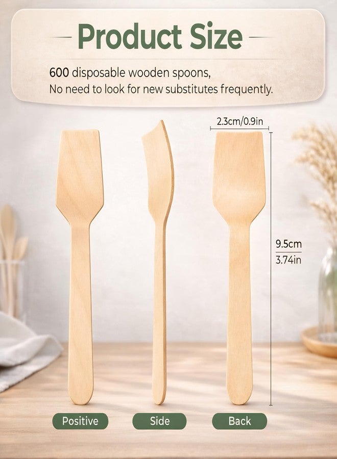 SNKM® - Ice Cream Wooden | Spoon Disposable Mini Wooden Spoons | 3.75" Tasting Spoons Ice Cream Spoon Sampling Spoons | Set of 50 - Image 2