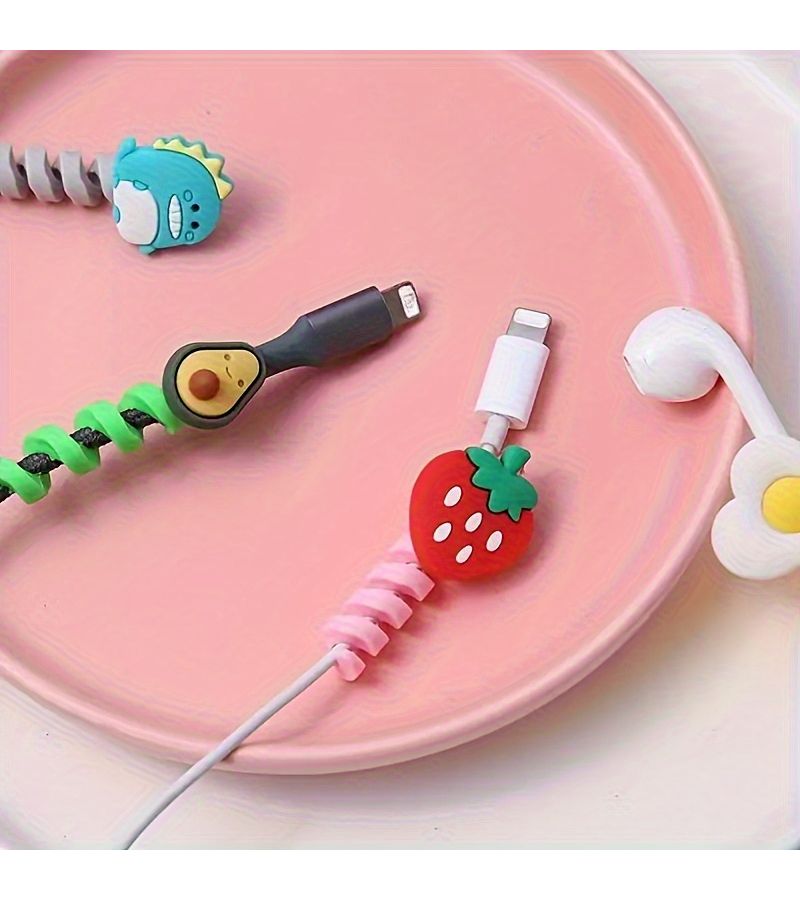 5pcs Random Styles Cute Cartoon Phone Data Cable Protectors Winders Extend Cable Lifespan Compatible with Various Data Cables - Image 4