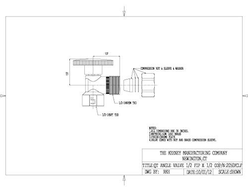 Keeney 2050PCLF 1/2-Inch FIP by 7/16-Inch or 1/2-Inch O.D. Quarter Turn Angle Valve, Chrome - Image 2