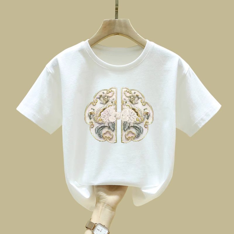 2394# Cotton Short-Sleeved Breathable T-Shirt For Boys And Girls Simple Summer Children'S Printed T-Shirt - Image 3