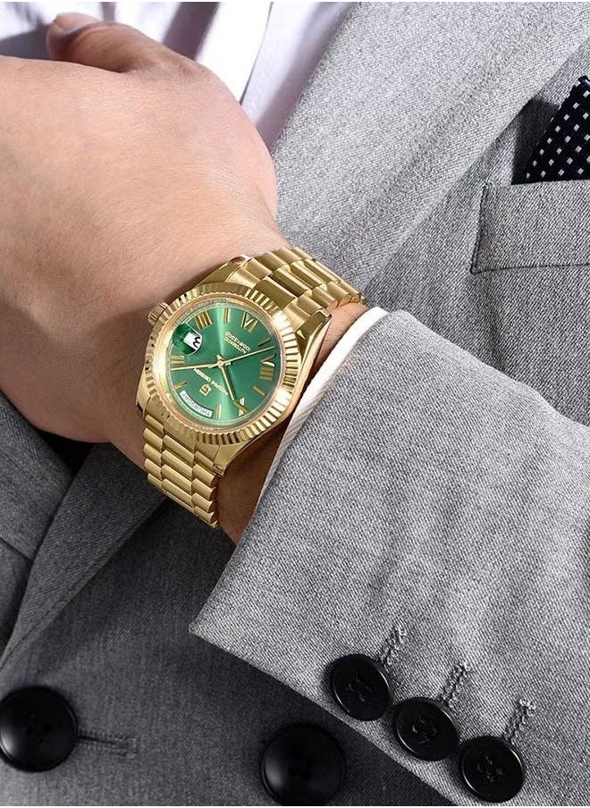PAGANI DESIGN - Men's 36mm Automatic Sky Blue Stainless Steel Mechanical Business Sports Watch, Men's Luxury Watch PD-1752 Gold Green - Image 1