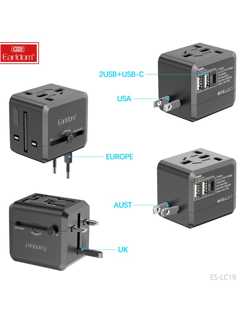 Earldom Universal Travel Adapter With Multiple Regional Power Socket Plugs - Image 2