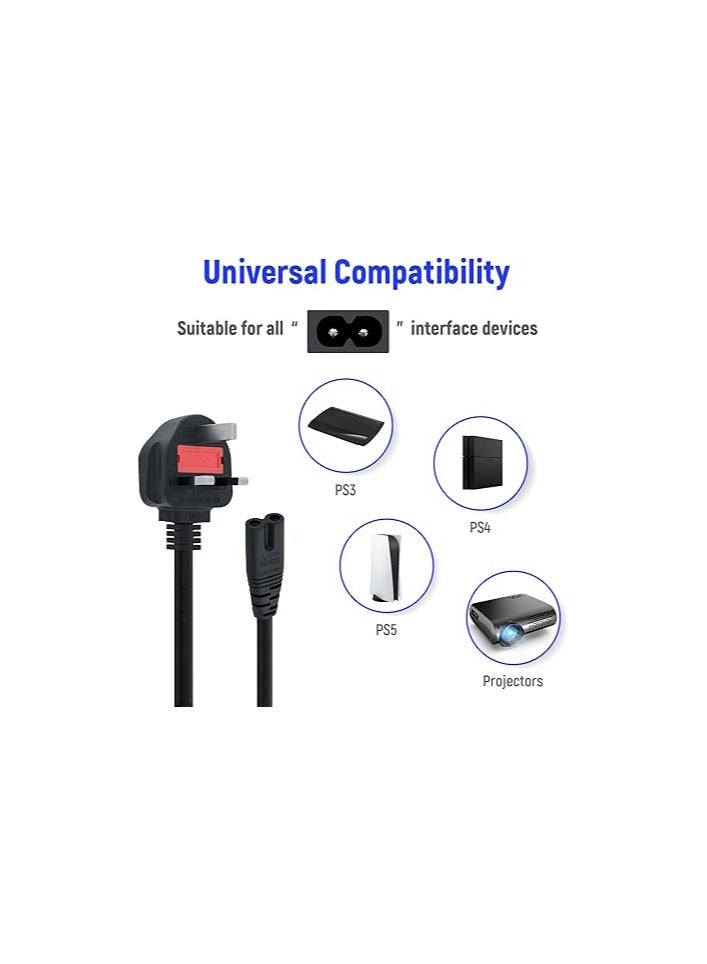 Haing كابل طاقة 3 دبابيس إلى 2 دبوس لـ MK - 1.8 م | نموذج HI-0108-MK | كابل طاقة AC عالمي | أسود | مثالي للابتوب، الشاحن، وحدة التحكم في الألعاب - Image 2