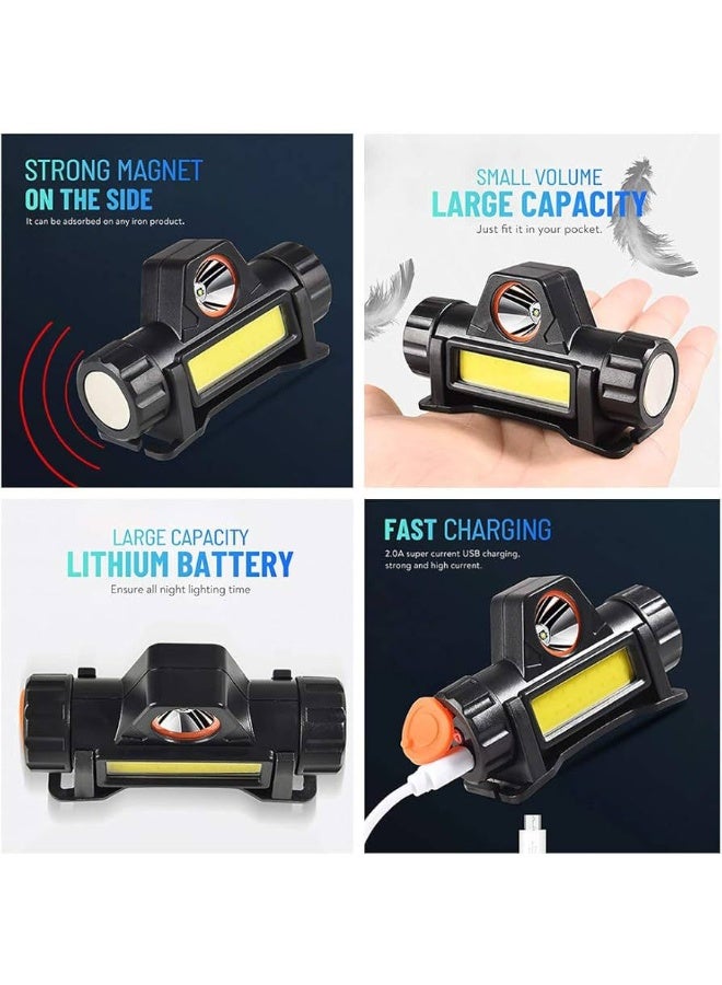 كشاف مصباح LED متعدد الوظائف يوضع على الرأس او يثبت بالمغناطيس و فيه نوعين اضاءة اما الدائريه او الاضاءة الاضافيه الشريطية الطويله و قابل لتحريك فوق و تحت ليناسبك و في الجانب من الكشاف قاعده مغناطيس ( الطرف الفضي المستدير الجانبي ) مما يتيح لك تثبيته بسهولة على الأسطح المعدنية لتحرير اليدين أثناء العمل أو الإصلاحات المصباح LED يوفر إضاءة واسعة وموحدة ميزته صغير الحجم و محمول يتميز بانه عالي الطاقة و ببطارية مدمجة قابلة لإعادة الشحن عبر منفذ USB مدمج كيبل يستخدم في الانشطة الخارجية مثل التخييم و الصيد و المشي الطويل و عند إصلاح السيارات و الأعمال اليدوية في اليل و حالات الطوارئ و غيرها من الأنشطة الداخلية و الخارجية مفيد ان تضعه داخل سيارتك او حقيبة الرحلات او في المرآب او الورشة يحتوي على حزام خاص لربطه عصابة الرأس و كيبل شحن - Image 2