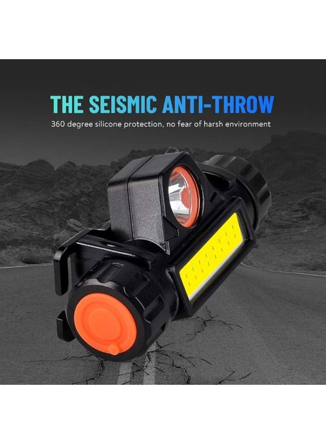 كشاف مصباح LED متعدد الوظائف يوضع على الرأس او يثبت بالمغناطيس و فيه نوعين اضاءة اما الدائريه او الاضاءة الاضافيه الشريطية الطويله و قابل لتحريك فوق و تحت ليناسبك و في الجانب من الكشاف قاعده مغناطيس ( الطرف الفضي المستدير الجانبي ) مما يتيح لك تثبيته بسهولة على الأسطح المعدنية لتحرير اليدين أثناء العمل أو الإصلاحات المصباح LED يوفر إضاءة واسعة وموحدة ميزته صغير الحجم و محمول يتميز بانه عالي الطاقة و ببطارية مدمجة قابلة لإعادة الشحن عبر منفذ USB مدمج كيبل يستخدم في الانشطة الخارجية مثل التخييم و الصيد و المشي الطويل و عند إصلاح السيارات و الأعمال اليدوية في اليل و حالات الطوارئ و غيرها من الأنشطة الداخلية و الخارجية مفيد ان تضعه داخل سيارتك او حقيبة الرحلات او في المرآب او الورشة يحتوي على حزام خاص لربطه عصابة الرأس و كيبل شحن - Image 5