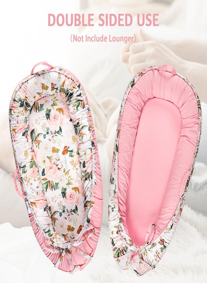 DILIMI Baby Lounger Cover, Cotton Baby Nest Replacement Cover for Girls Boys, Soft Breathable Reversible Newborn Lounger Cover, Pink Floral (Only Cover) - Image 5